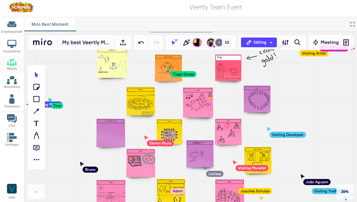 Veertly team event Miro board